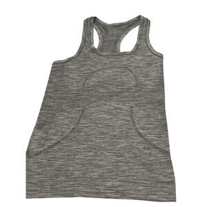 Lululemon Size 2 Swiftly Tech Run Racerback Heathered Gray White Tank Top Shirt